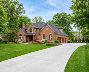 Upscale home with new brushed concrete driveway in Bloomfield Township Michigan