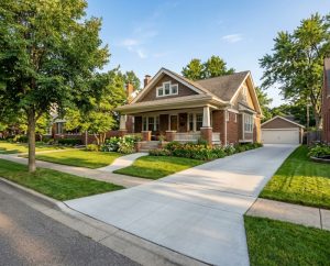 New concrete driveway installation at craftsman home in Royal Oak Michigan late spring
